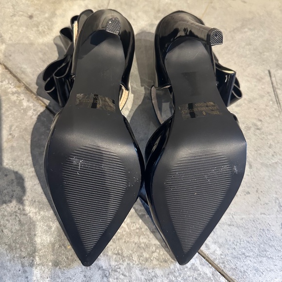 ๐ BRAND NEW Qupid Black Patent Bow Heels | 8 | Pointed Toe Ankle Strap Pumps - Picture 4 of 4